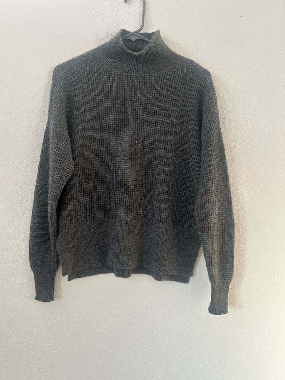 Everlane Mock Neck Ribbed Knit Sweater Size XS Gray Cashmere
